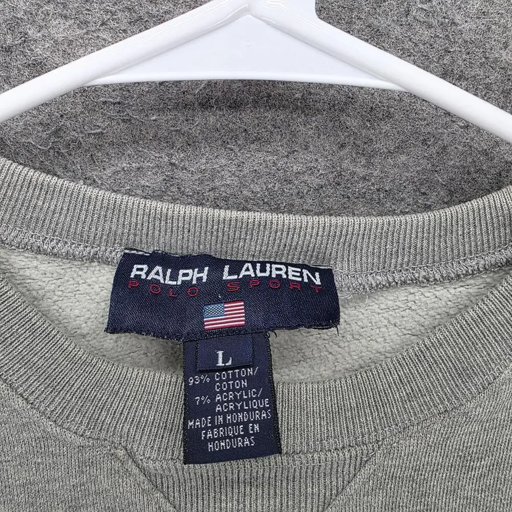 Polo Ralph Lauren Sweatshirt Mens L Gray Pullover Fleece Embroidered Logo
